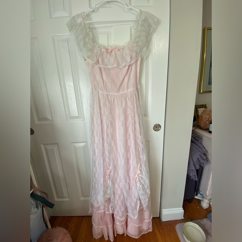 Coquette, Selkie style, Formal Lace gown Vintage Prom dress